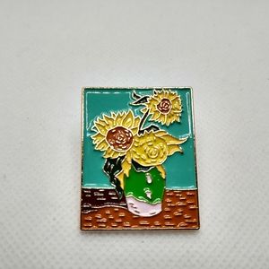 🧁 3/$30 Sunflower van Gogh Enamel Pin NEW